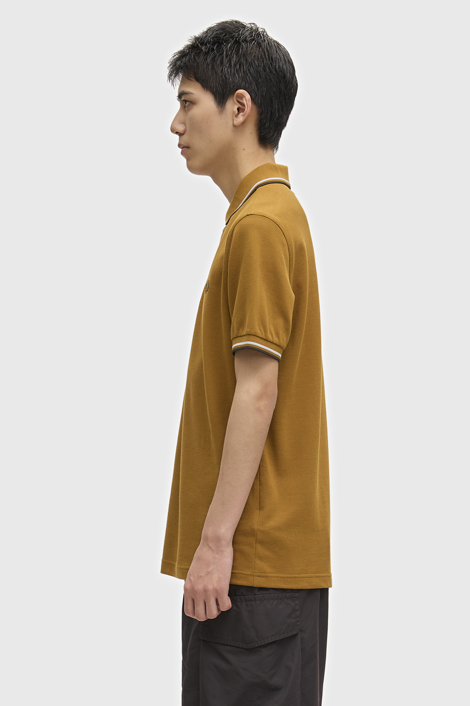 The Fred Perry Shirt - M3600 80C:DARK CARAMEL / BLUE / GREEN S