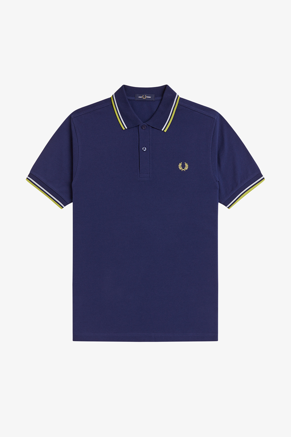 The Fred Perry Shirt - M3600 83B:FRENCH NAVY / BLUE / CITRON S