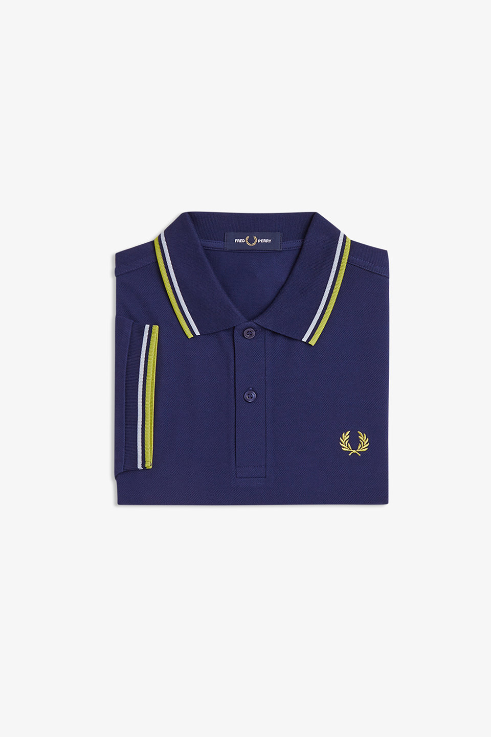 The Fred Perry Shirt - M3600 83B:FRENCH NAVY / BLUE / CITRON S