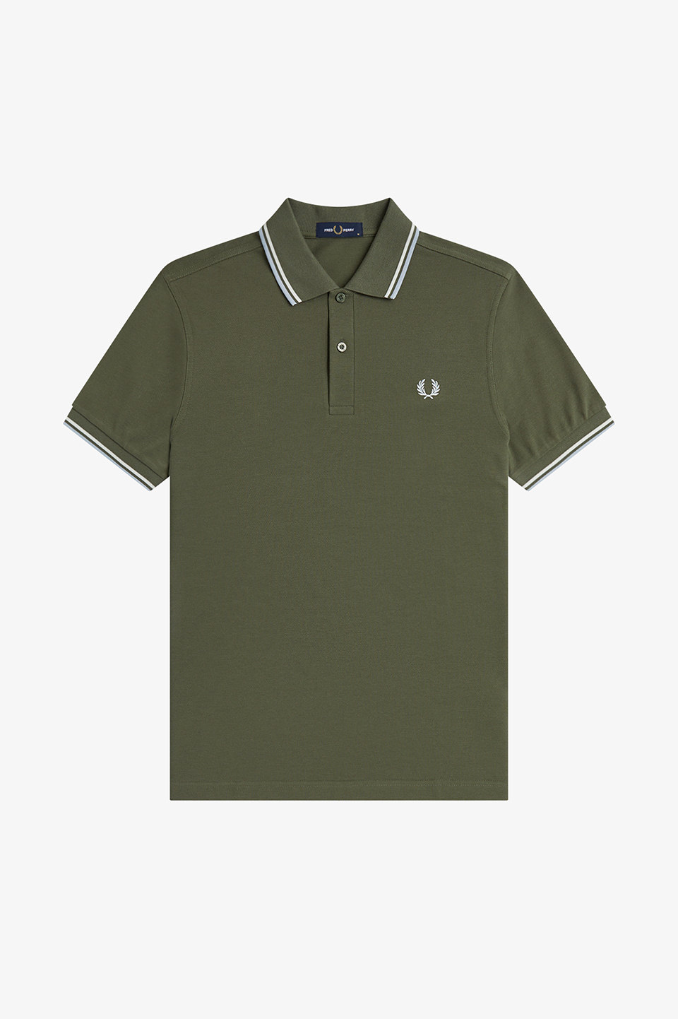 The Fred Perry Shirt - M3600 87B:LAUREL / ECRU / DUSKY BLUE S