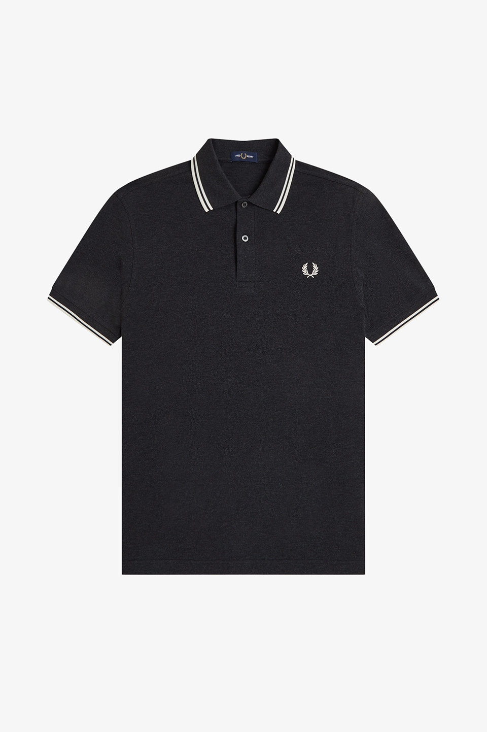 The Fred Perry Shirt - M3600 89C:CHARCOAL MARL / ECRU / ECRU S