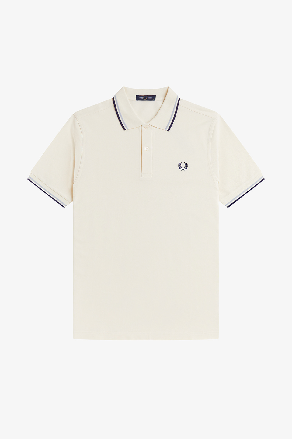 The Fred Perry Shirt - M3600 94B:ECRU / DUSKY BLUE / FRENCH NAVY S