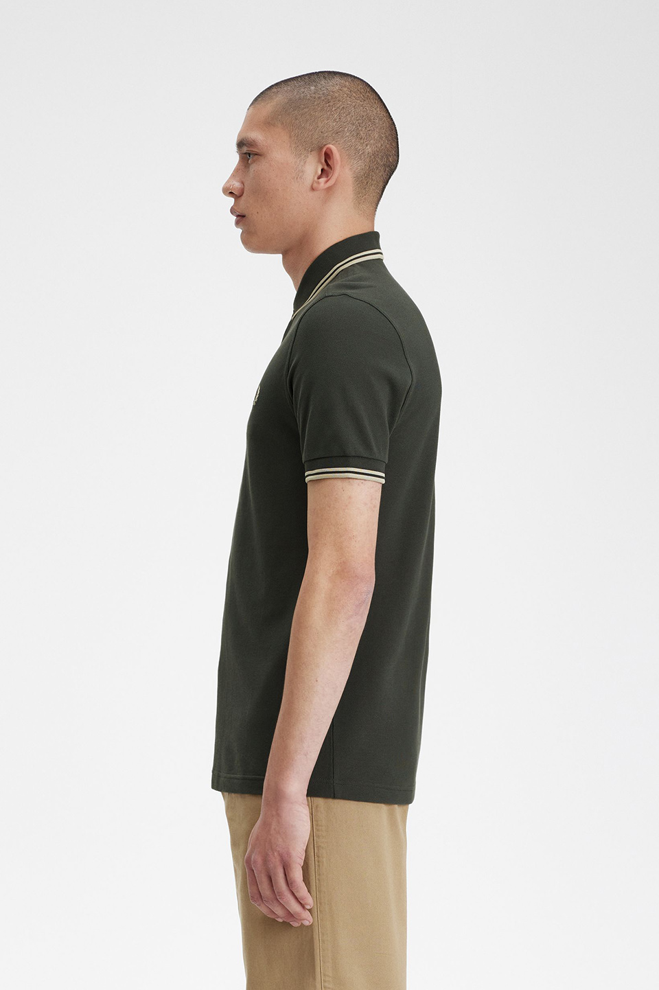 The Fred Perry Shirt - M3600 U98:FIELD GREEN / OATMEAL S