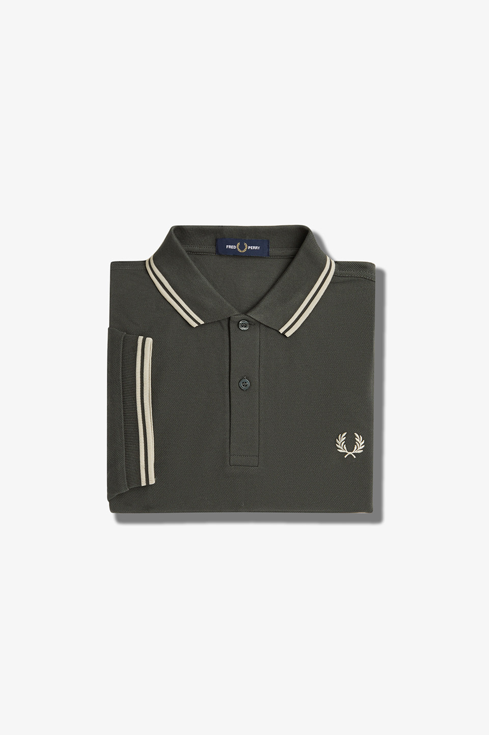The Fred Perry Shirt - M3600 U98:FIELD GREEN / OATMEAL S