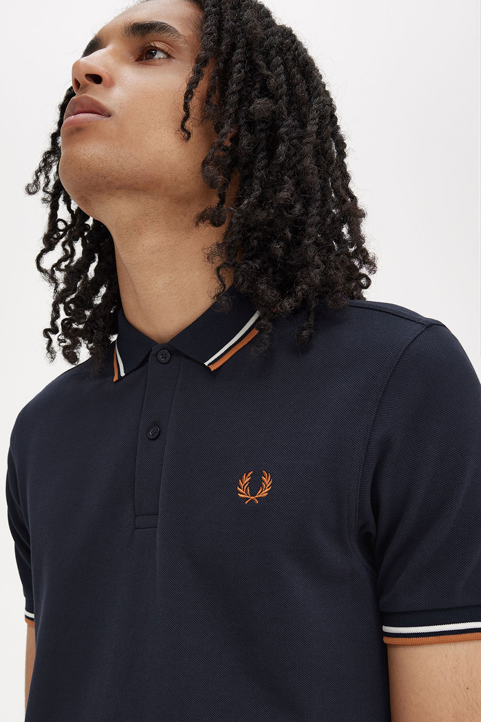 The Fred Perry Shirt - M3600(S V33：NAVY / ECRU / NUT FLAKE 