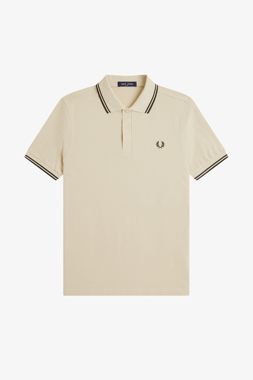 The Fred Perry Shirt - M3600 X64:OATMEAL / NIGHT GREEN S