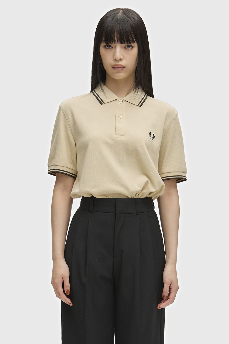 The Fred Perry Shirt - M3600 X64:OATMEAL / NIGHT GREEN S