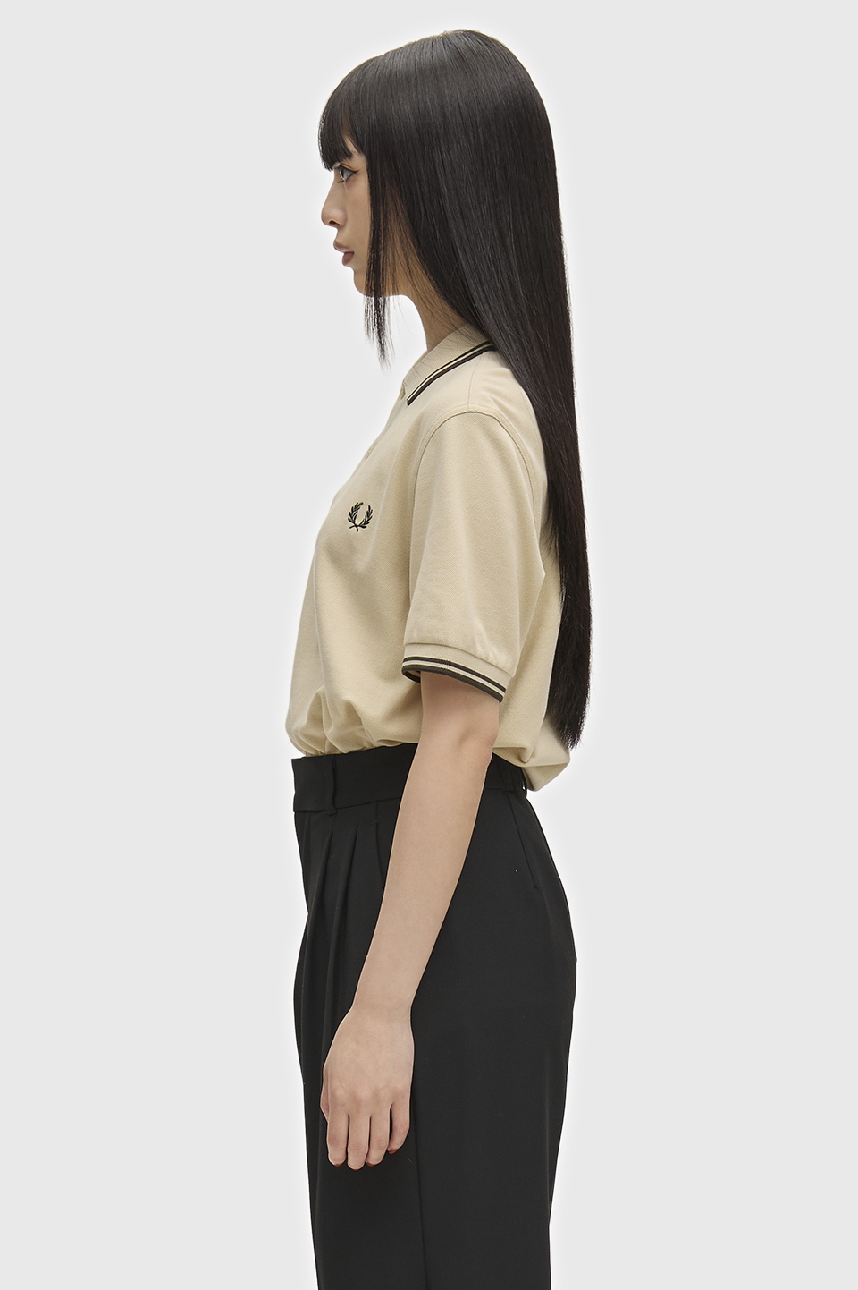 The Fred Perry Shirt - M3600 X64:OATMEAL / NIGHT GREEN S