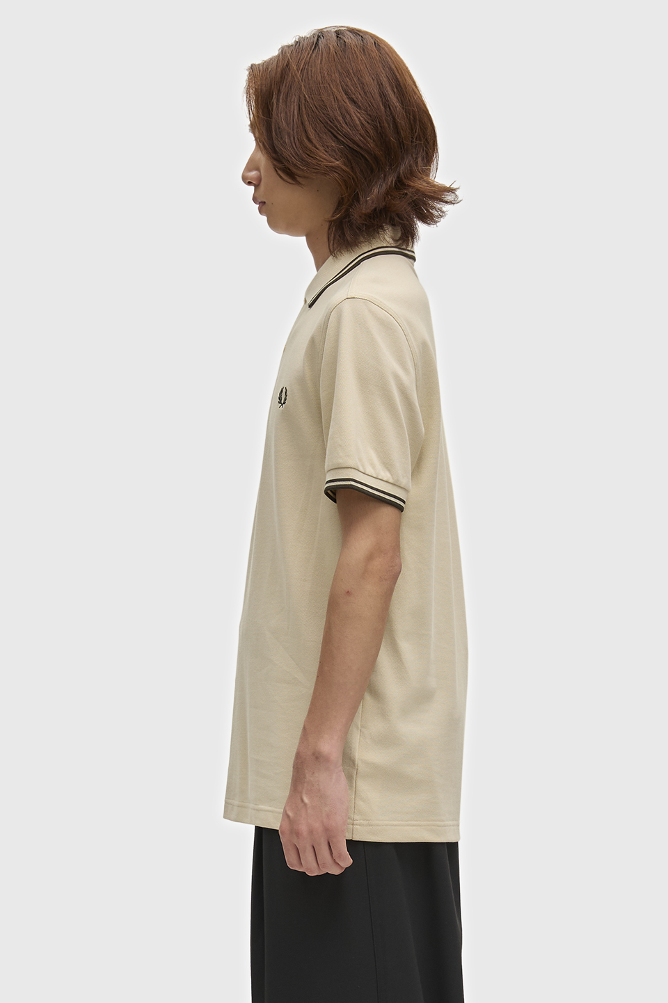 The Fred Perry Shirt - M3600 X64:OATMEAL / NIGHT GREEN S