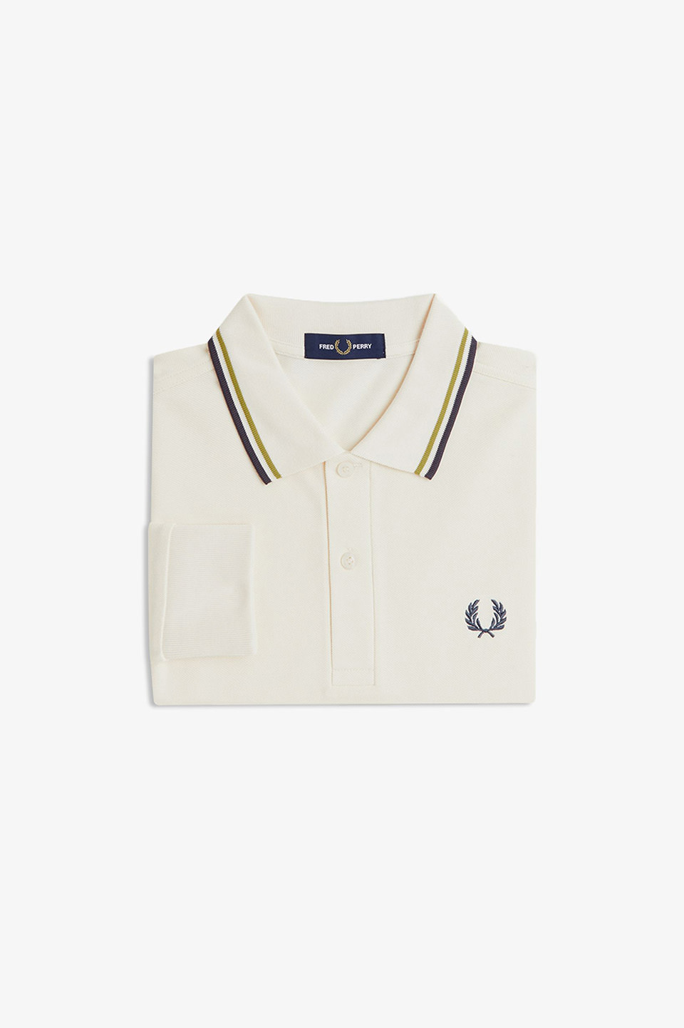 The Fred Perry Shirt - M3636 46A:ECRU / TENNIS BALL YELLOW / ANCHOR GREY S