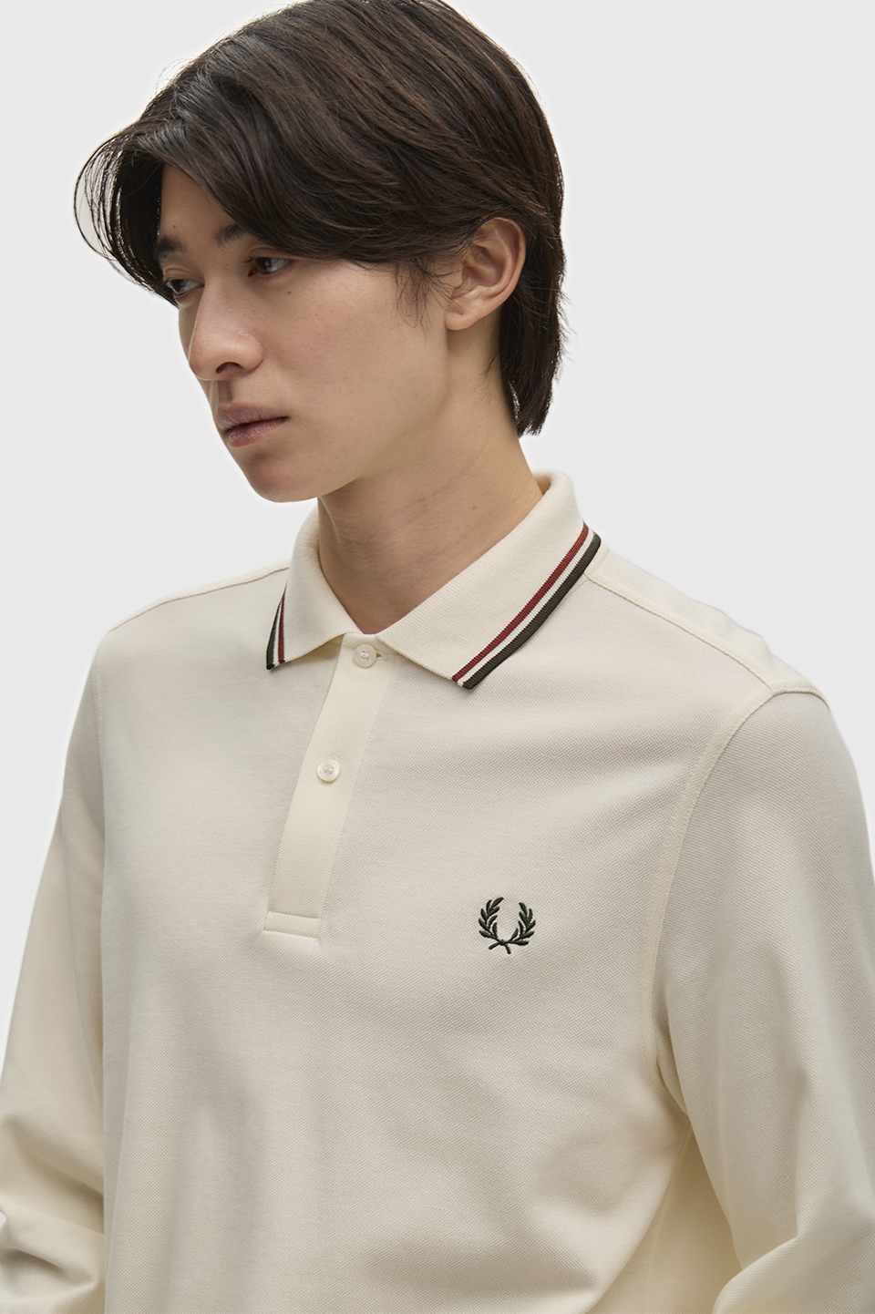 The Fred Perry Shirt - M3636 69C:ECRU / BRNDY / NIGHT GREEN S