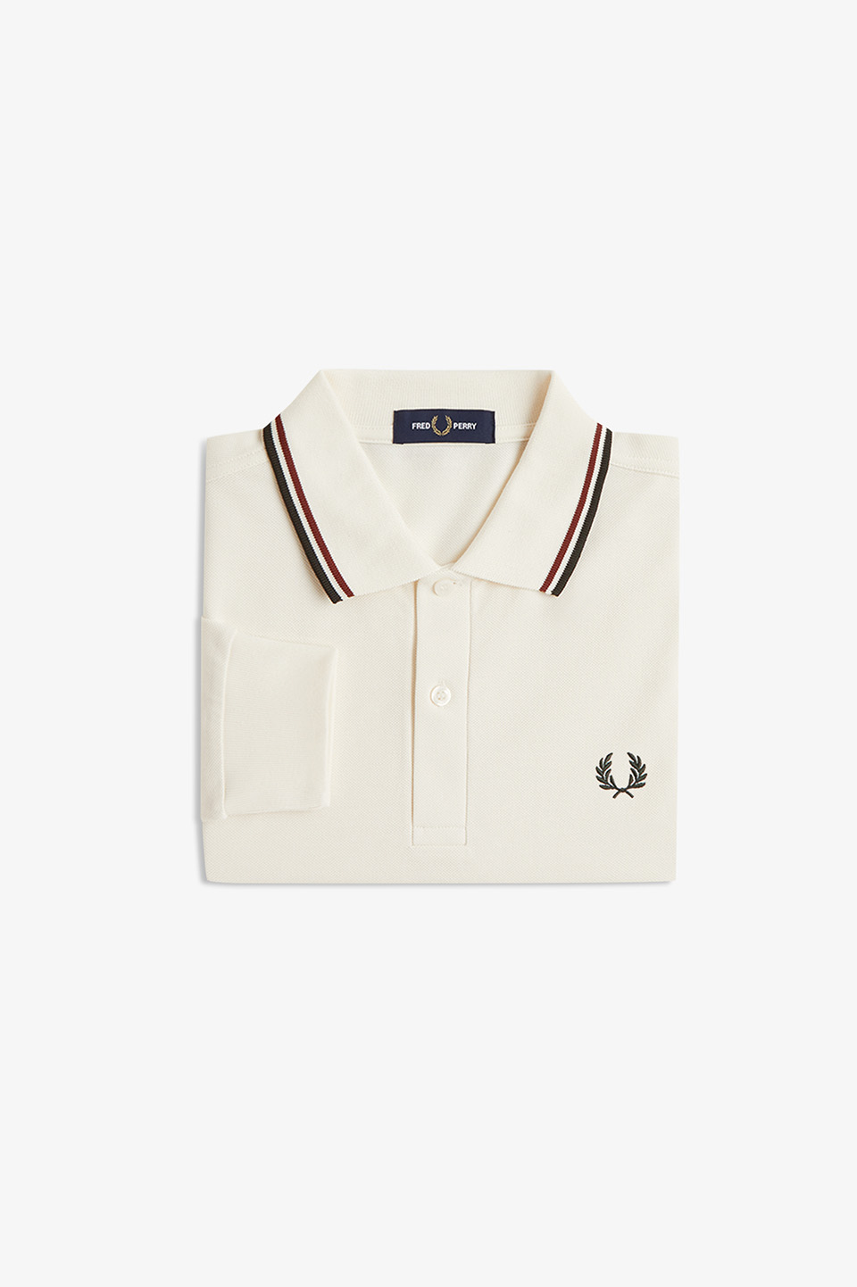 The Fred Perry Shirt - M3636 69C:ECRU / BRNDY / NIGHT GREEN S