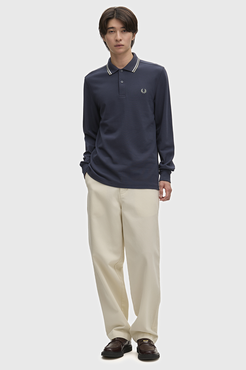 The Fred Perry Shirt - M3636 72C:AIRFORCE / ECRU / SEAGRASS S