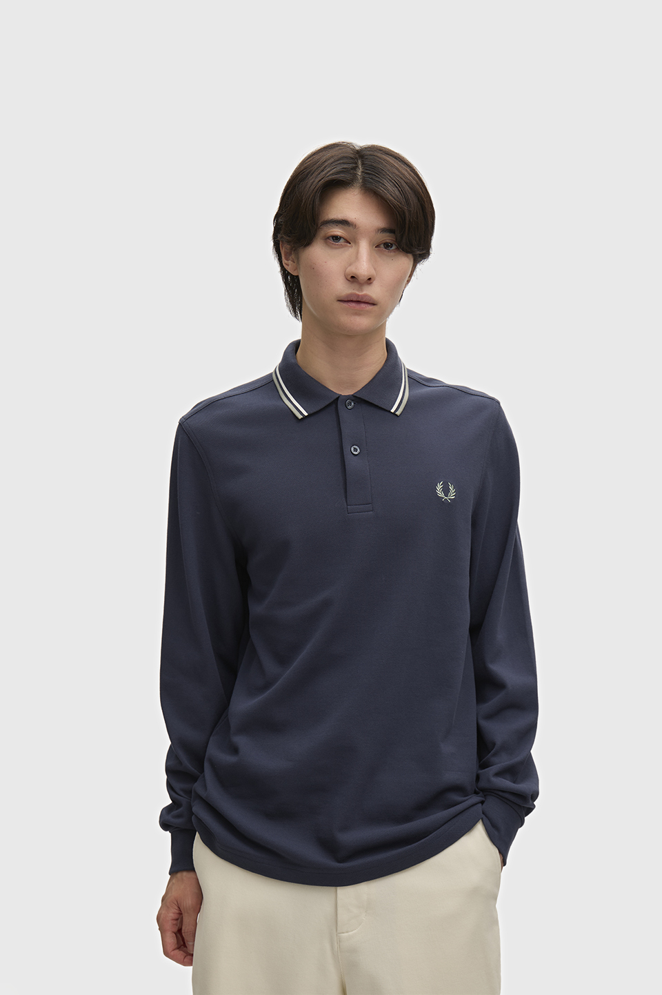 The Fred Perry Shirt - M3636 72C:AIRFORCE / ECRU / SEAGRASS S