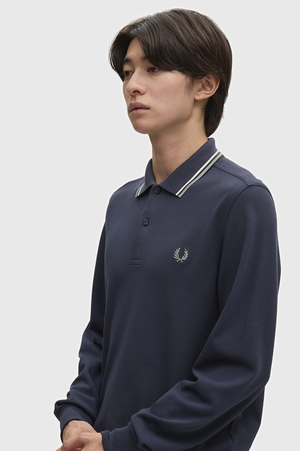 The Fred Perry Shirt - M3636 72C:AIRFORCE / ECRU / SEAGRASS S