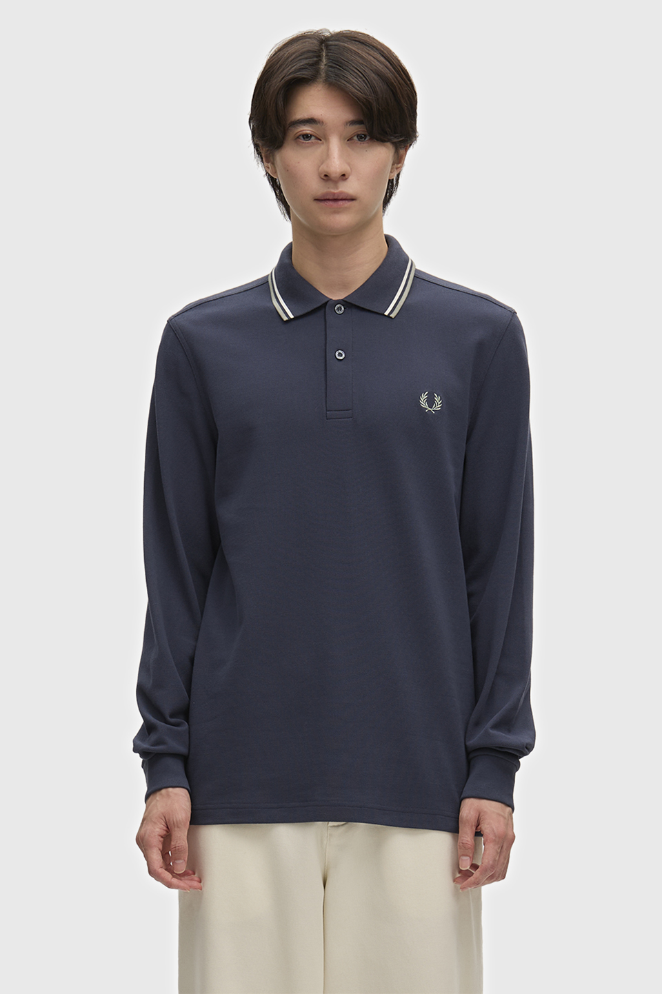 The Fred Perry Shirt - M3636 72C:AIRFORCE / ECRU / SEAGRASS S