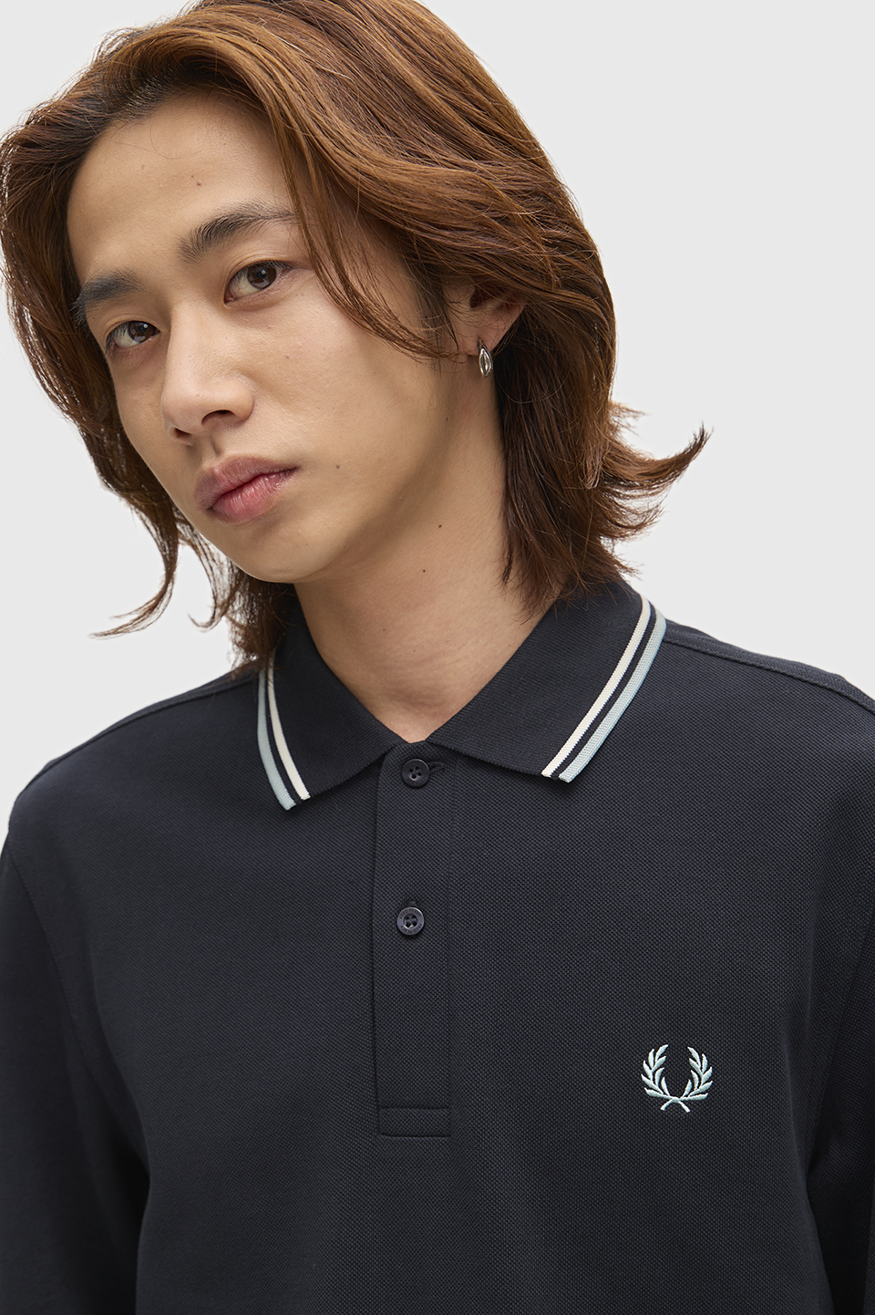 The Fred Perry Shirt - M3636 74C:NAVY / ECRU / SILVER BLUE S