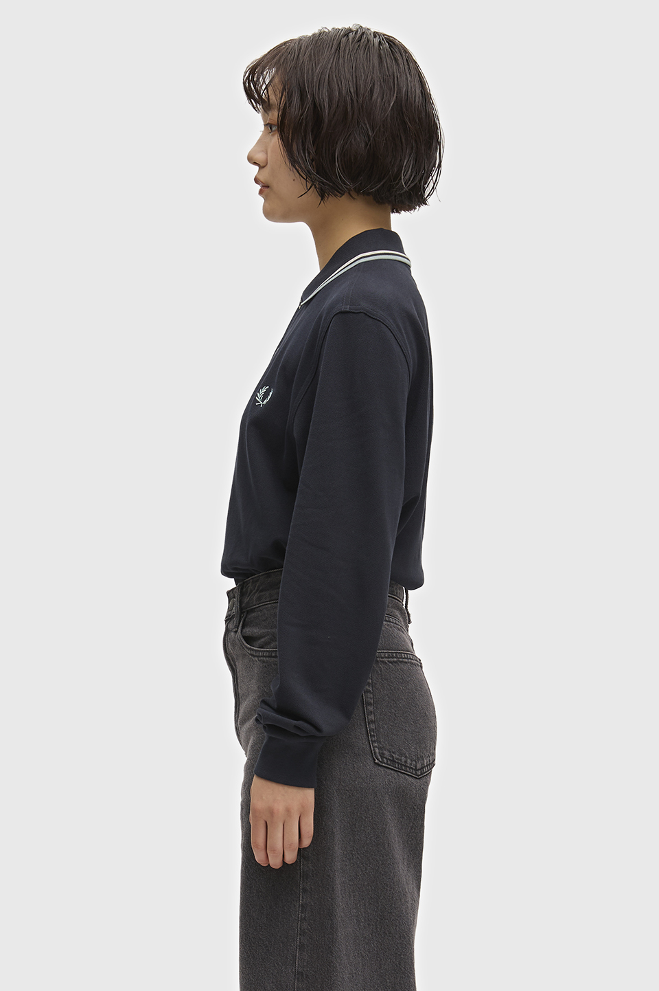 The Fred Perry Shirt - M3636 74C:NAVY / ECRU / SILVER BLUE S