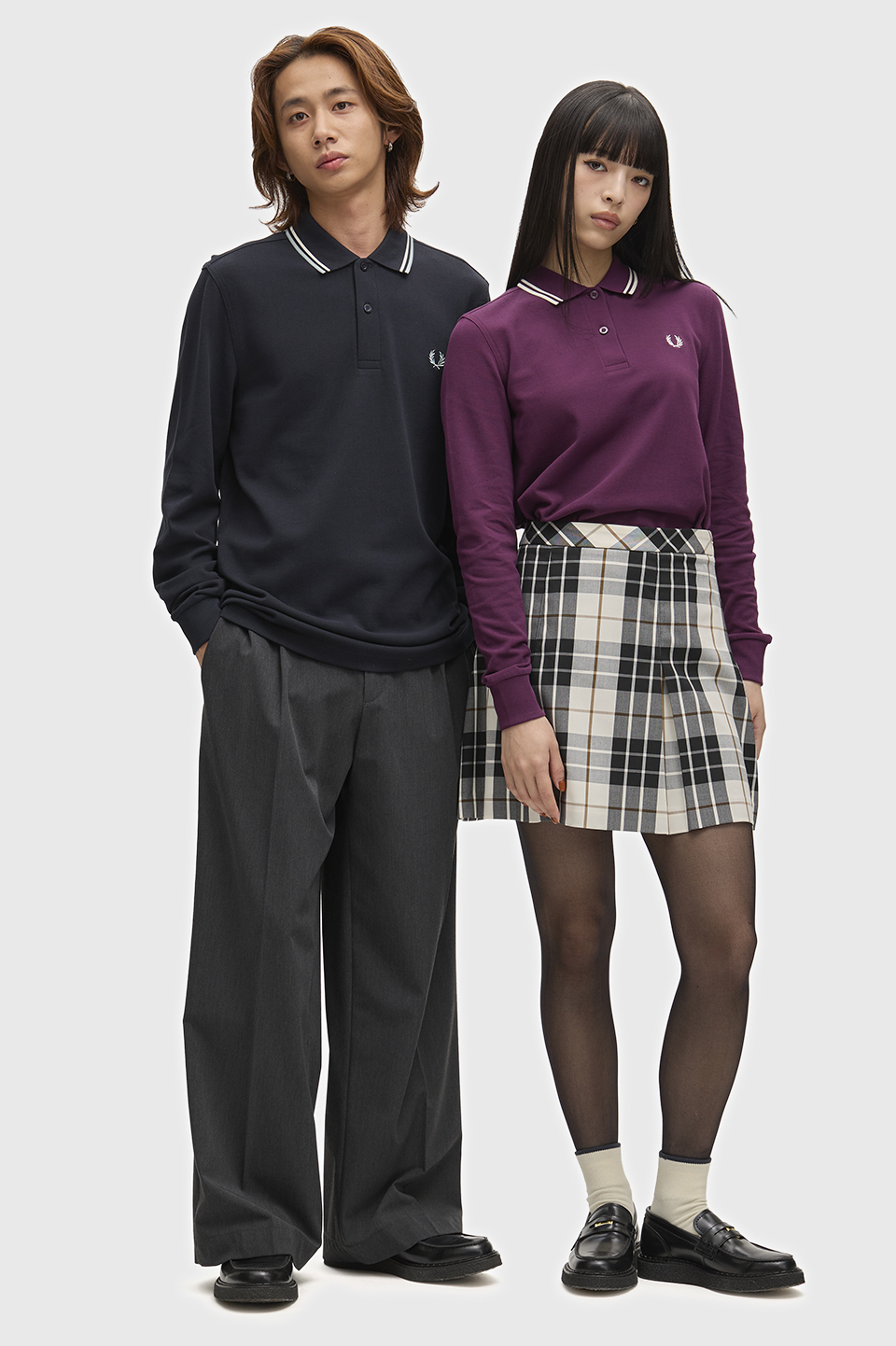 The Fred Perry Shirt - M3636 74C:NAVY / ECRU / SILVER BLUE S