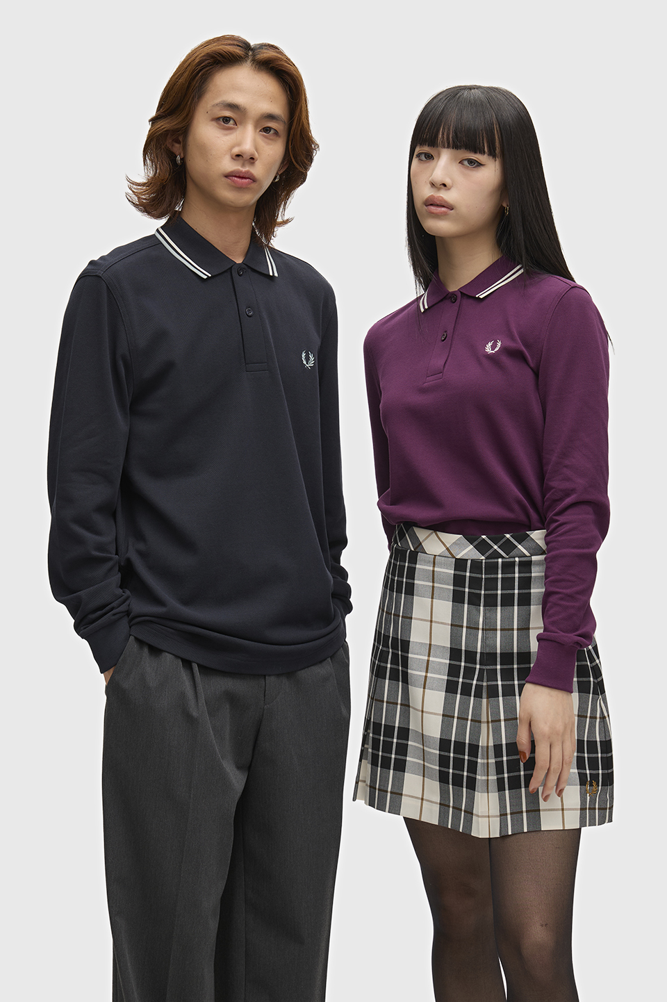 The Fred Perry Shirt - M3636 74C:NAVY / ECRU / SILVER BLUE S