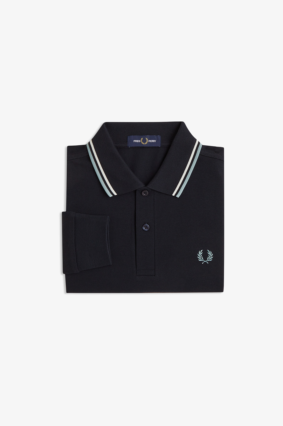 The Fred Perry Shirt - M3636 74C:NAVY / ECRU / SILVER BLUE S