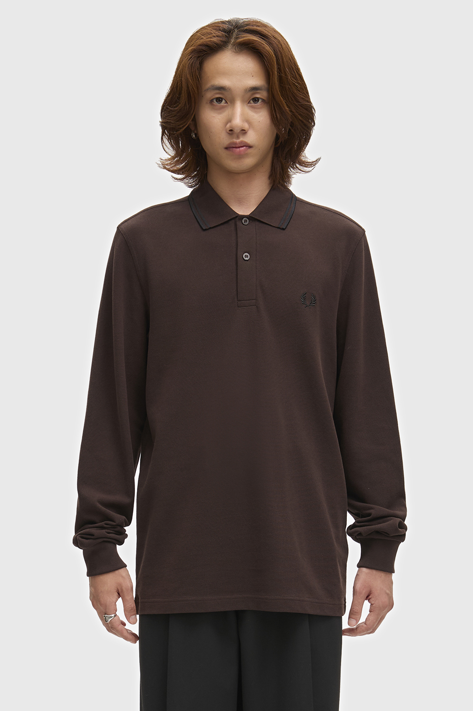 The Fred Perry Shirt - M3636 86C:RICH BROWN / BLACK S