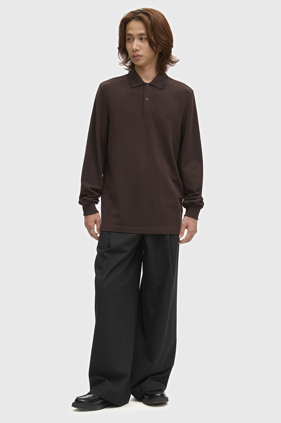 The Fred Perry Shirt - M3636 86C:RICH BROWN / BLACK S