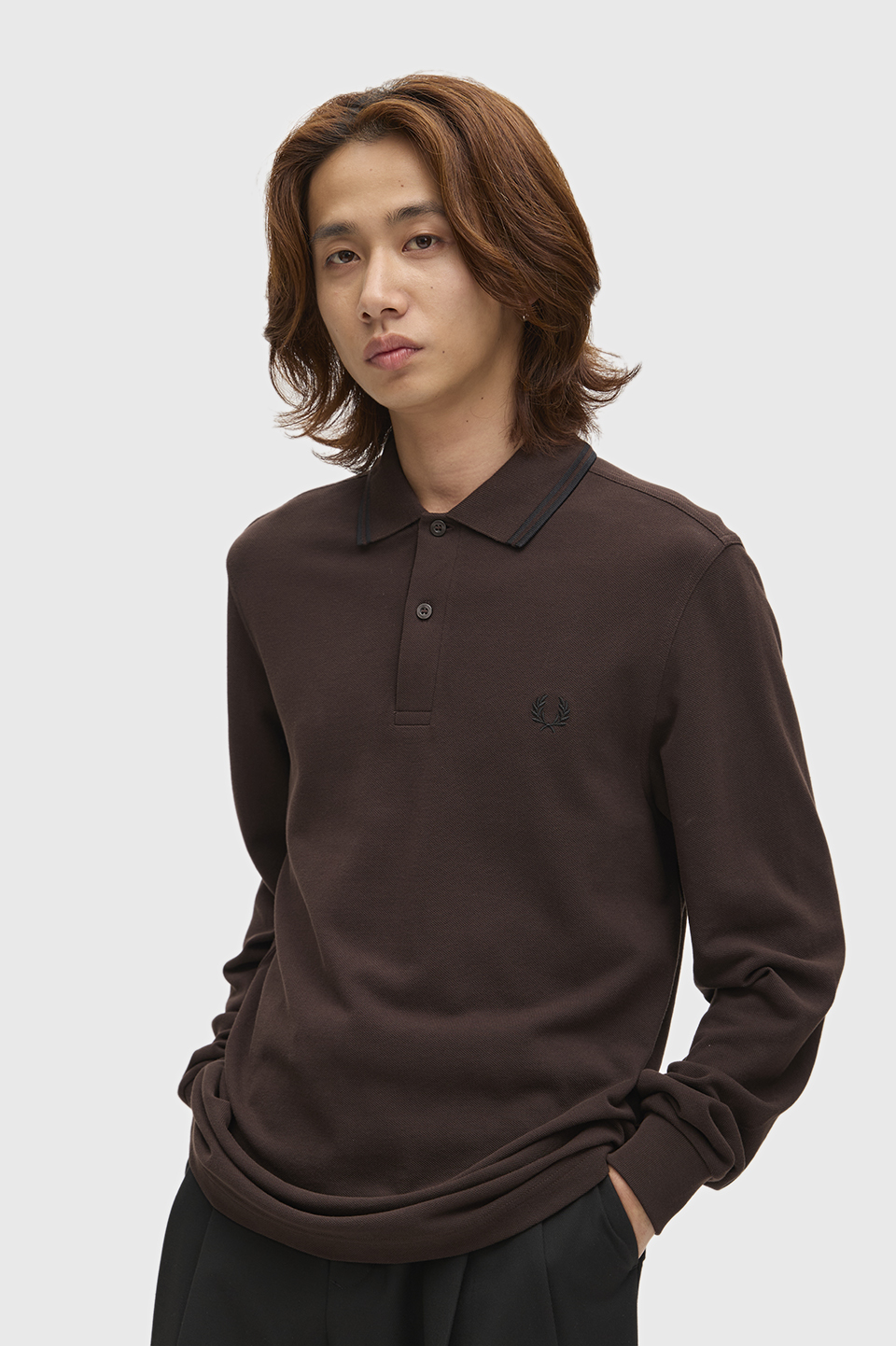 The Fred Perry Shirt - M3636 86C:RICH BROWN / BLACK S