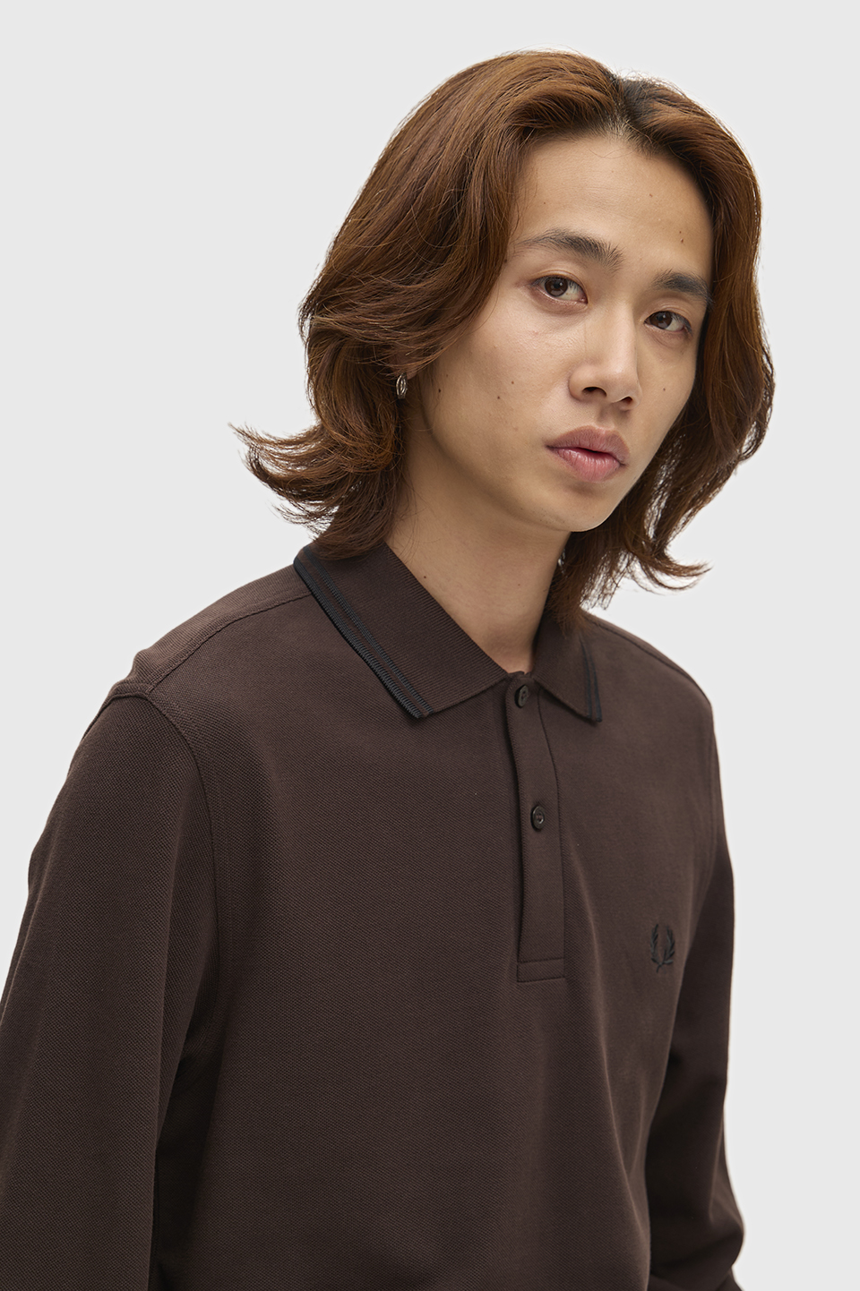 The Fred Perry Shirt - M3636 86C:RICH BROWN / BLACK S