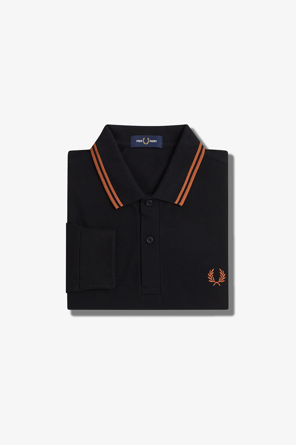 The Fred Perry Shirt - M3636 W96:BLACK / MARMALADE S