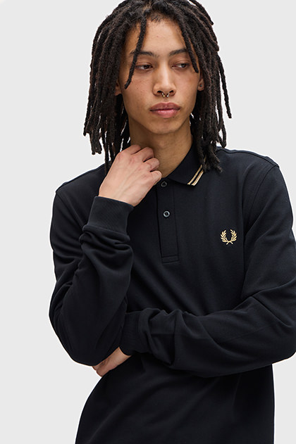 ［超美品］FRED PERRY フレッドペリー 長袖ポロシャツ 黒 ブラック L FRED PERRY ポロシャツ 限定展開 PERRY/フレッドペリー The Fred