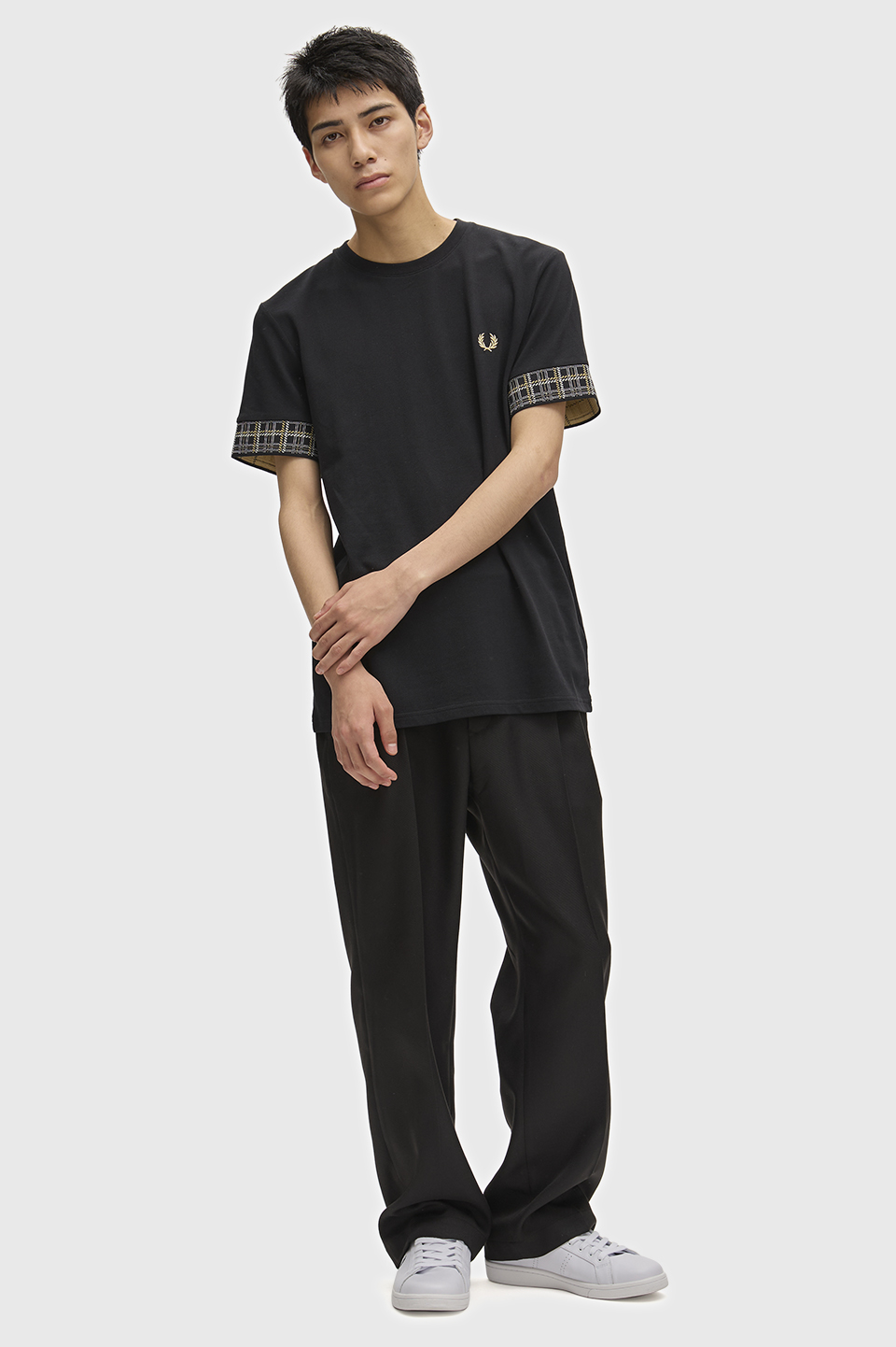 Jacquard Cuff T-Shirt(S 102：BLACK): | FRED PERRY JAPAN | フレッド