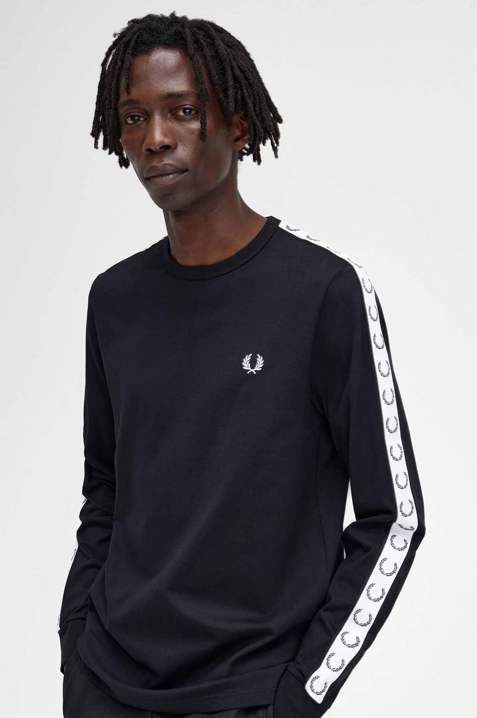 Taped Long Sleeve T-Shirt(S 102：BLACK): | FRED PERRY JAPAN