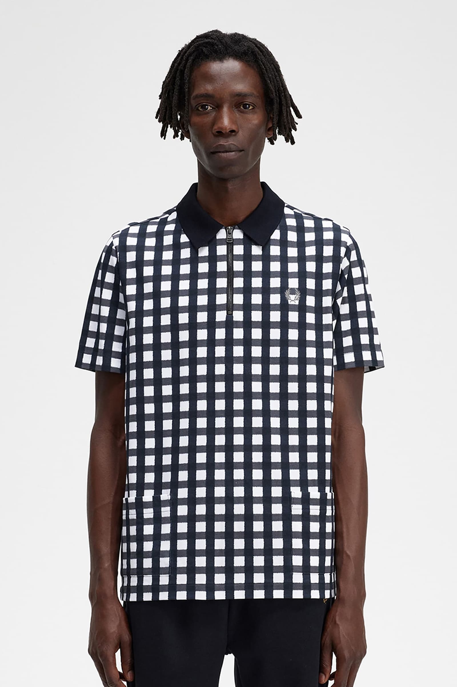 Checkered polo black clearance and white