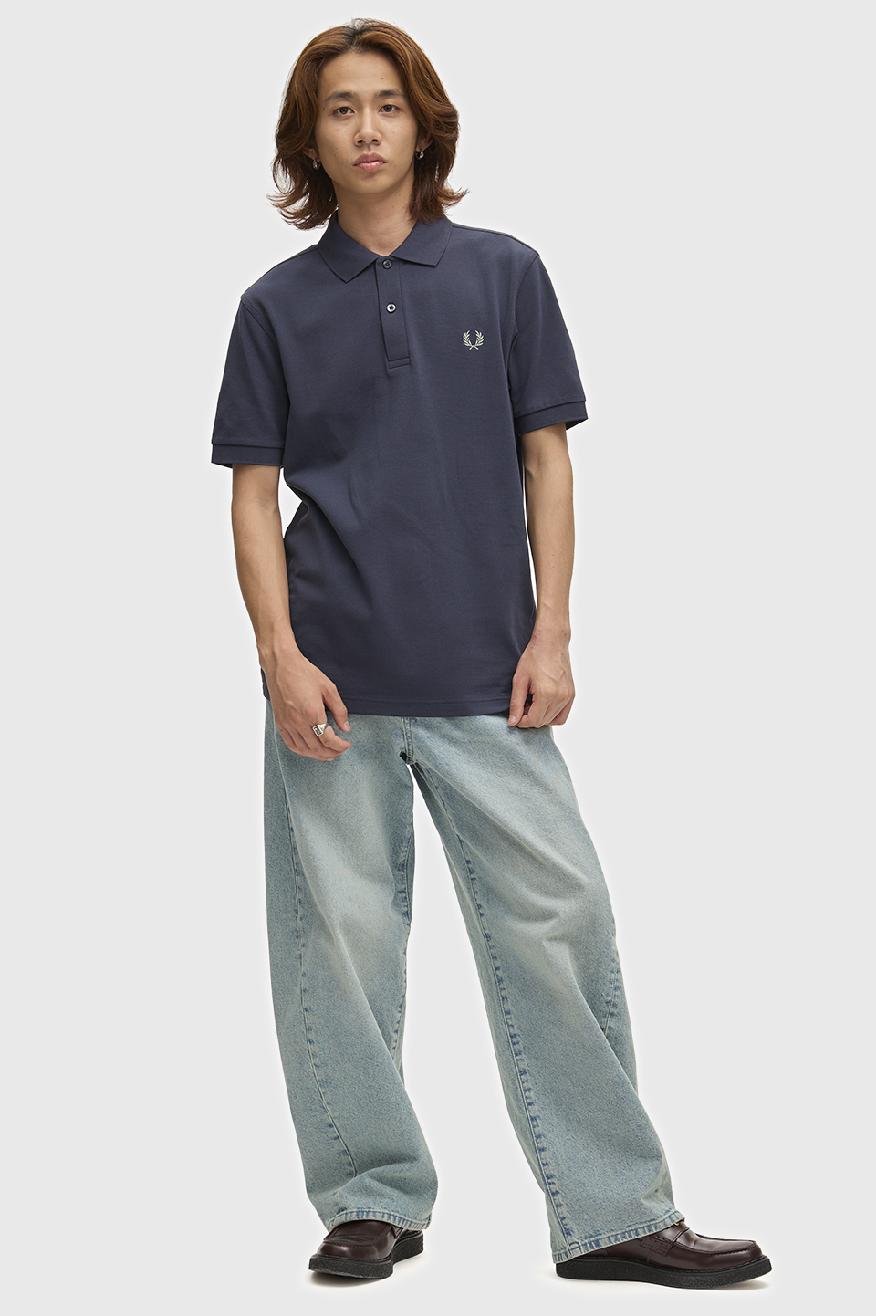 The Fred Perry Shirt - M6000 90C:DARK AIRFORCE / SEAGRASS S