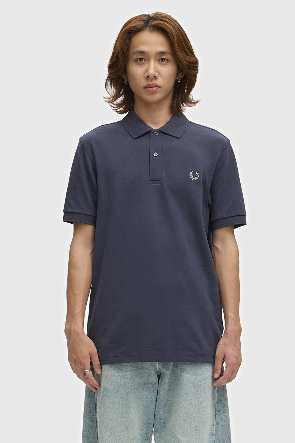 The Fred Perry Shirt - M6000 90C:DARK AIRFORCE / SEAGRASS S