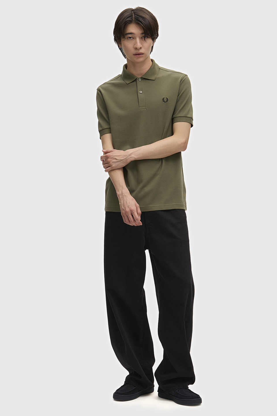 The Fred Perry Shirt - M6000 Z50:LAUREL WREATH GREEN / BLACK S