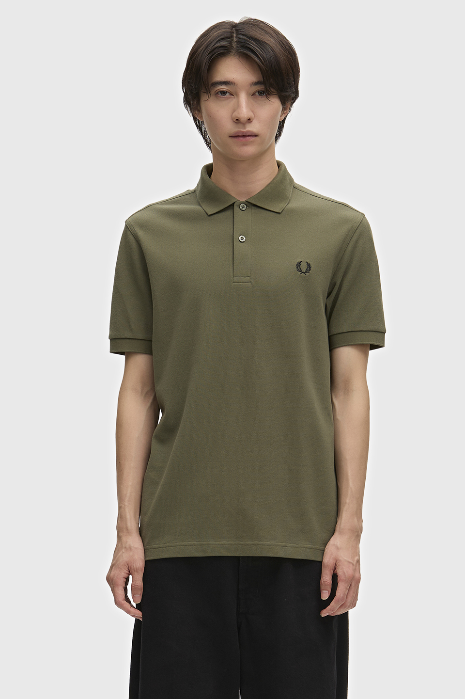 The Fred Perry Shirt - M6000 Z50:LAUREL WREATH GREEN / BLACK S