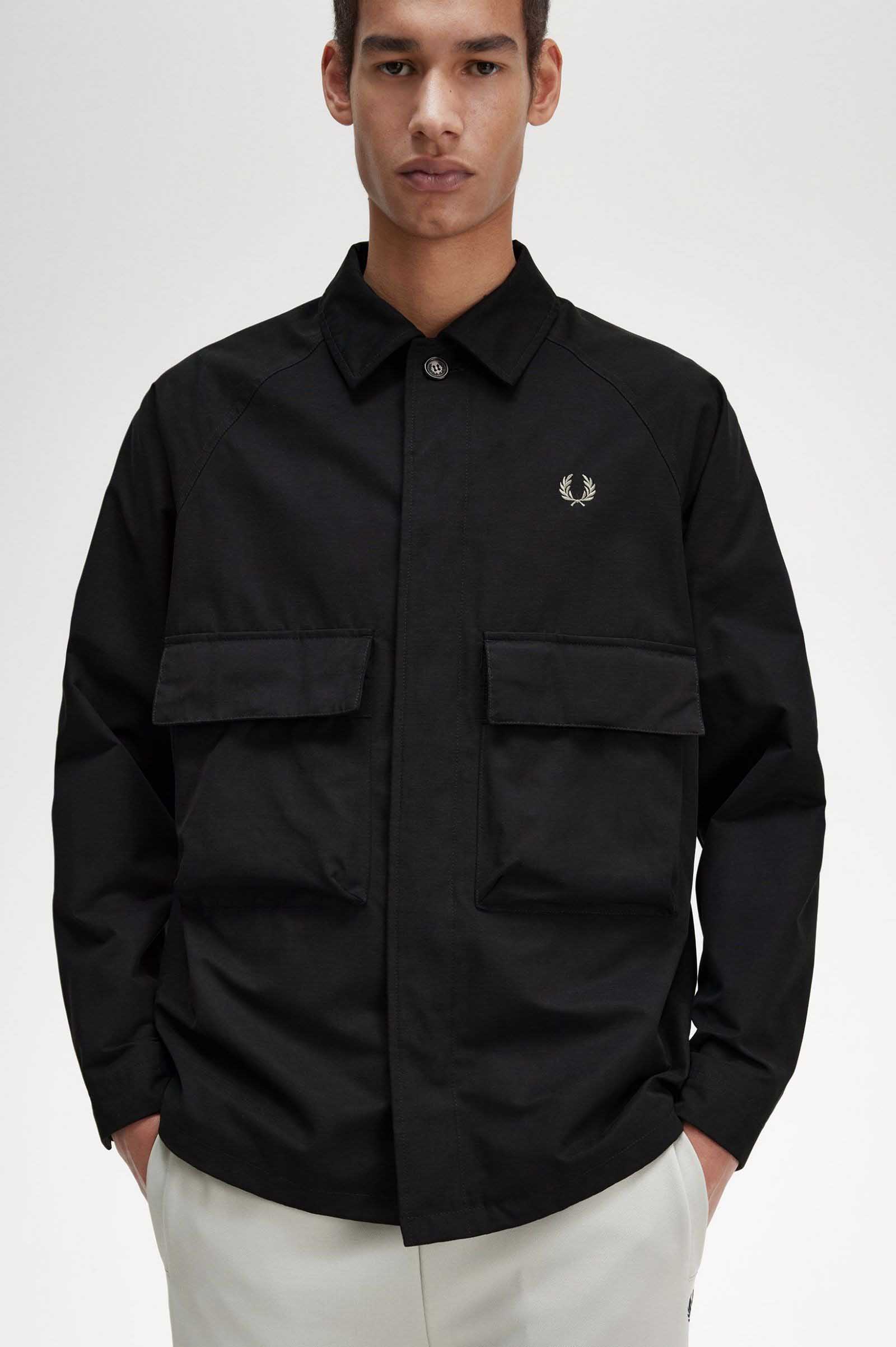 Fred perry utility overshirt camel sale