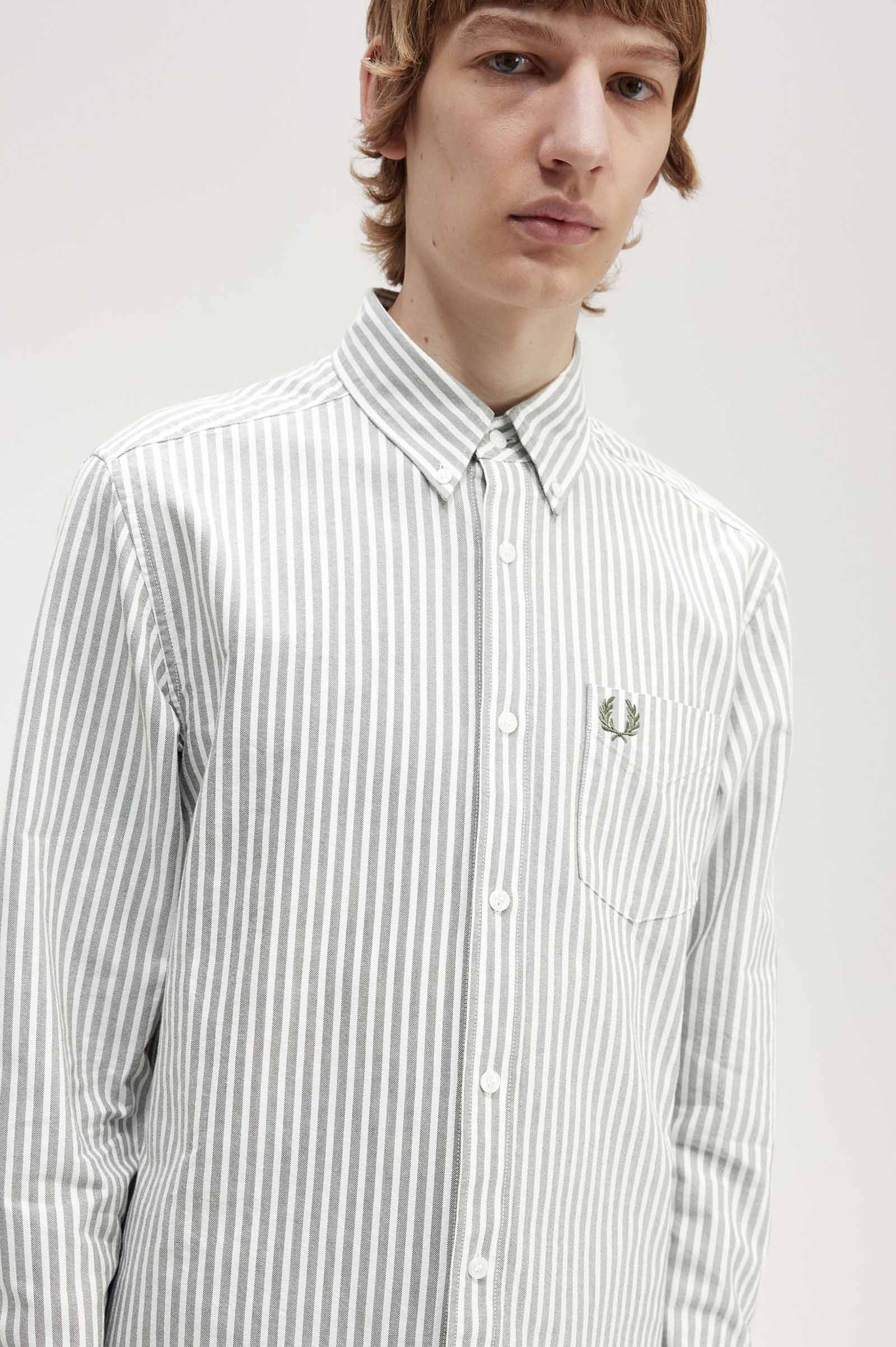 Stripe Oxford Shirt(S 638：FIELD GREEN): | FRED PERRY JAPAN
