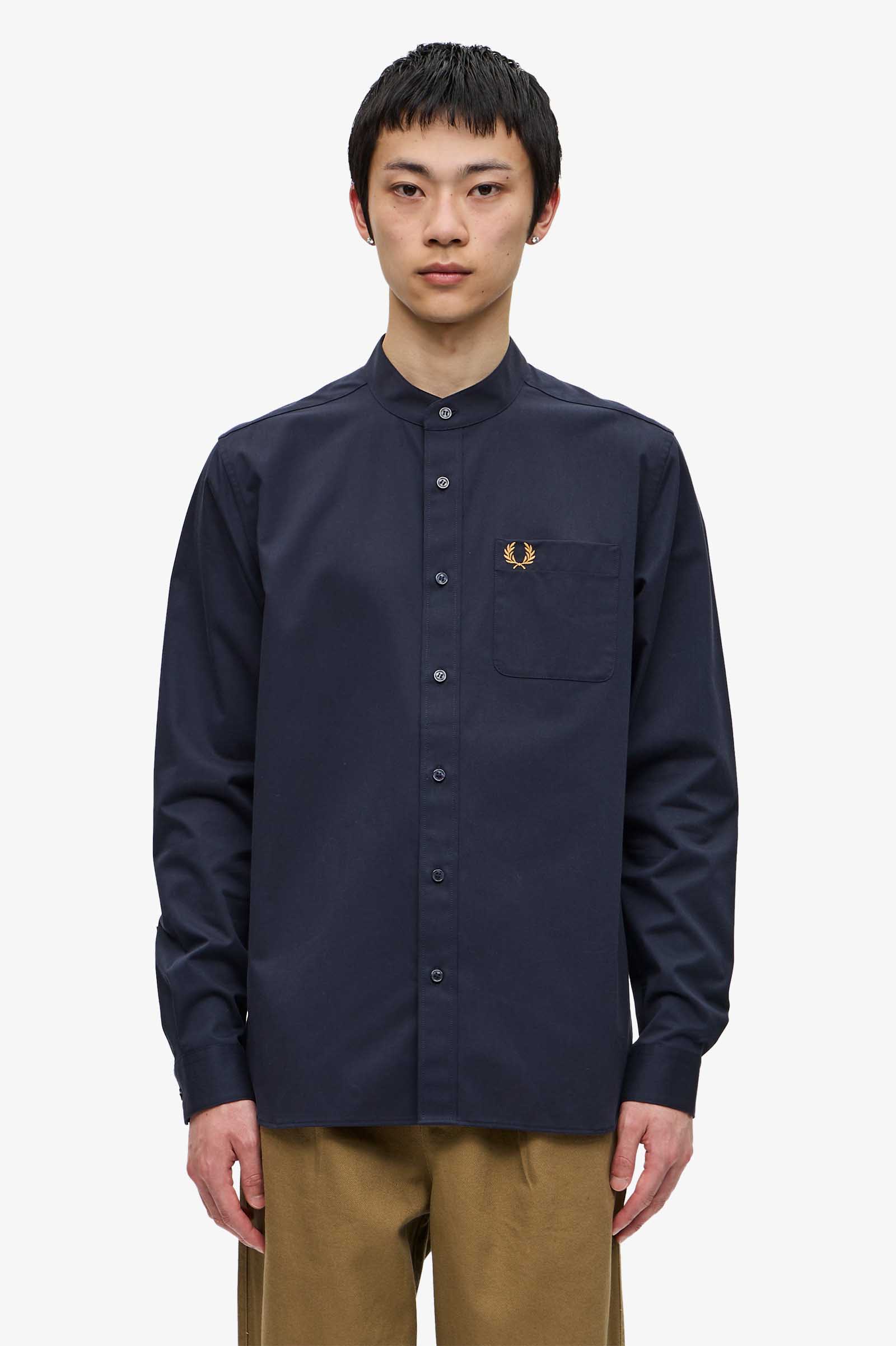Grandad Collar Shirt(S 608：NAVY): | FRED PERRY JAPAN | フレッド