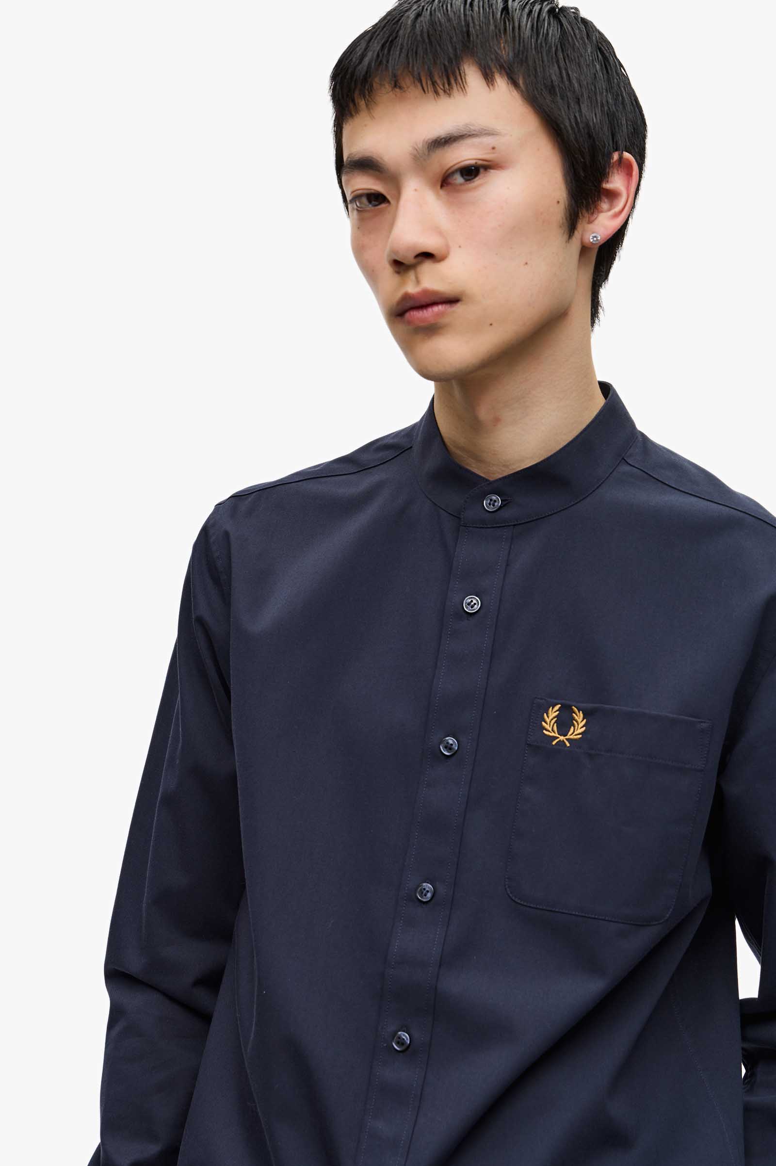 Grandad Collar Shirt(S 608：NAVY): | FRED PERRY JAPAN | フレッド