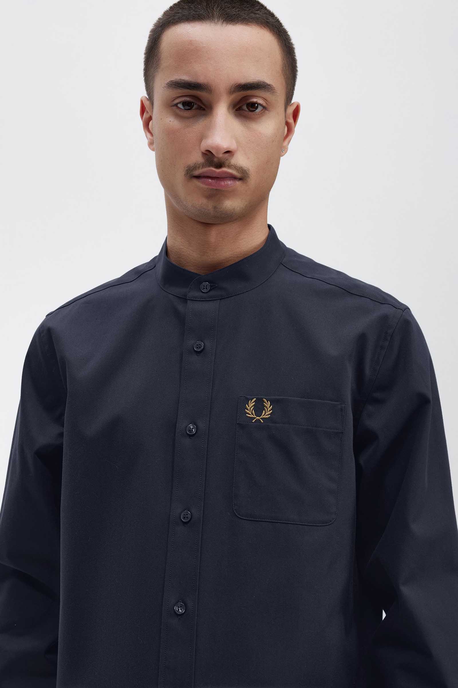 Grandad Collar Shirt(S 608：NAVY): | FRED PERRY JAPAN | フレッド