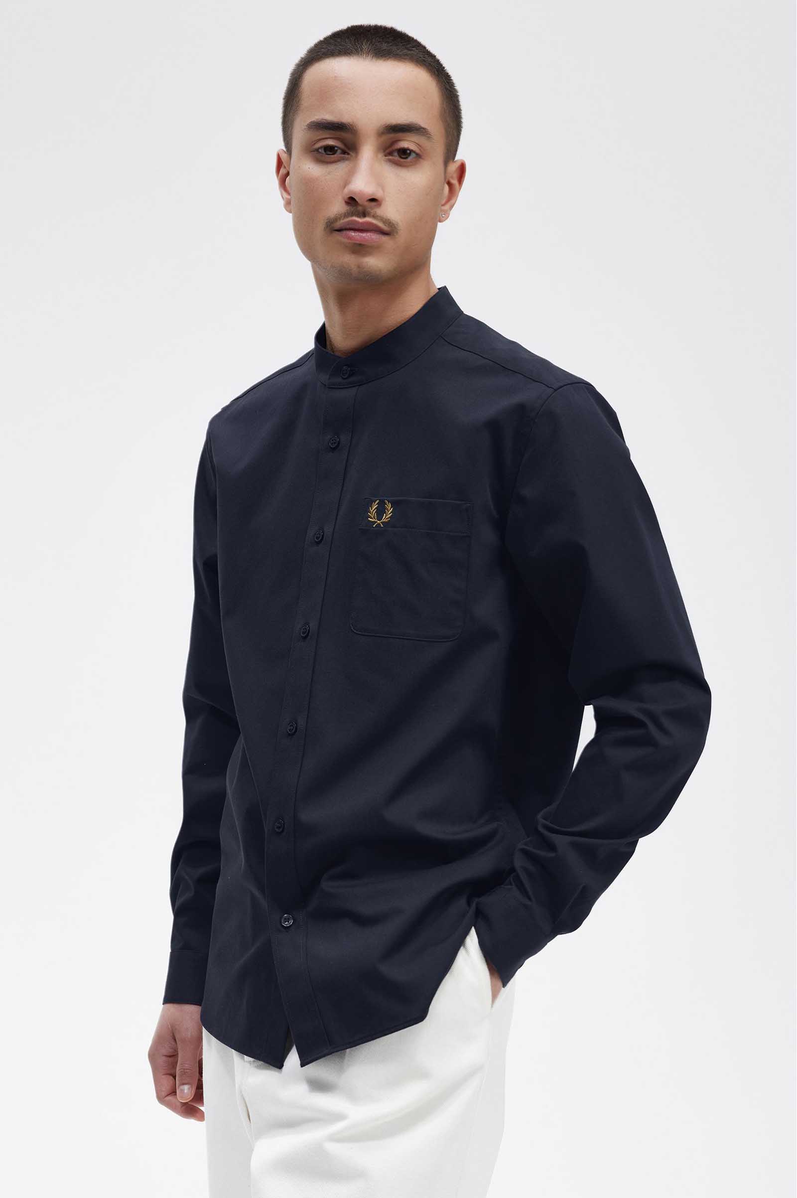 Grandad Collar Shirt(S 608：NAVY): | FRED PERRY JAPAN | フレッド