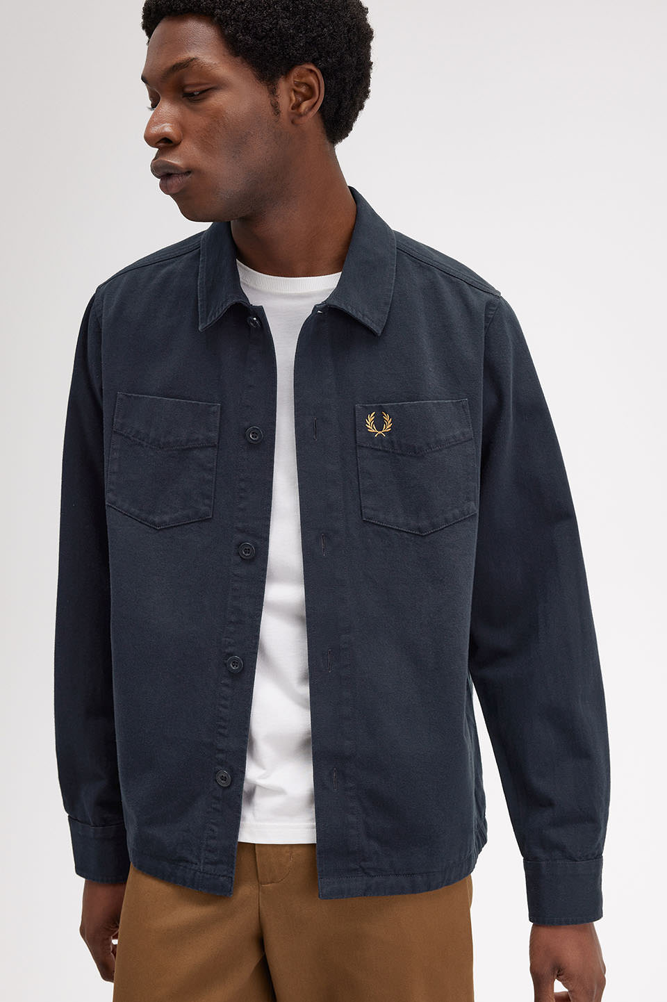 FREDPERRY フレッドペリー　リバーシブル　シャツ　L Linen Blend Revere Collar Shirt(L 760：LIGHT ECRU): | FRED