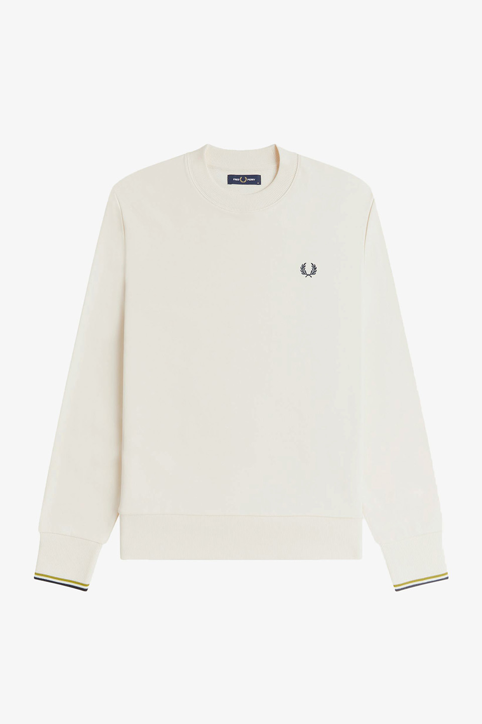Crew Neck Sweatshirt 46A:ECRU / TENNIS BALL YELLOW / ANCHOR GREY S