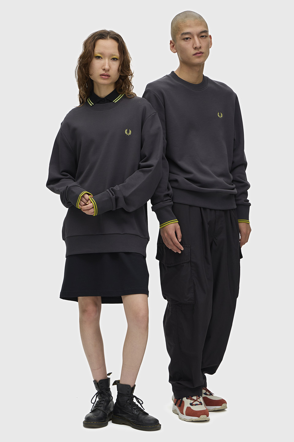 Crew Neck Sweatshirt 58A:ANCHOR GREY / TENNIS BALL YELLOW S