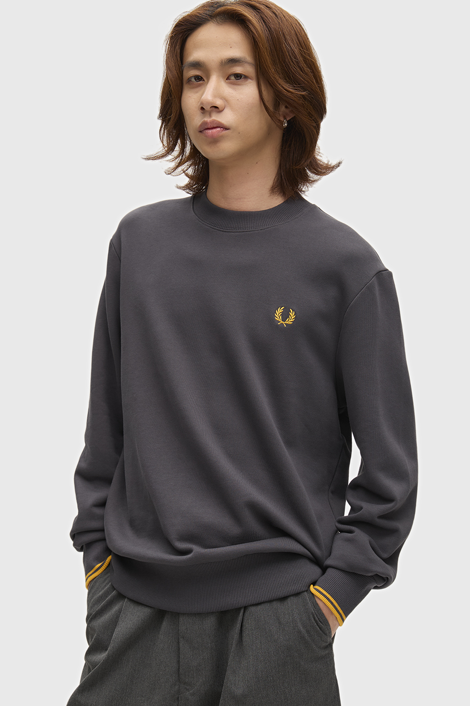Crew Neck Sweatshirt 85C:ANCHOR GREY / GOLDEN XL