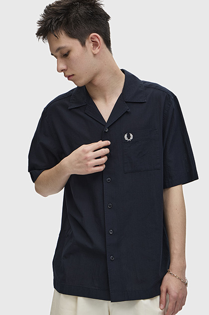 Lightweight Texture Revere Collar Shirt