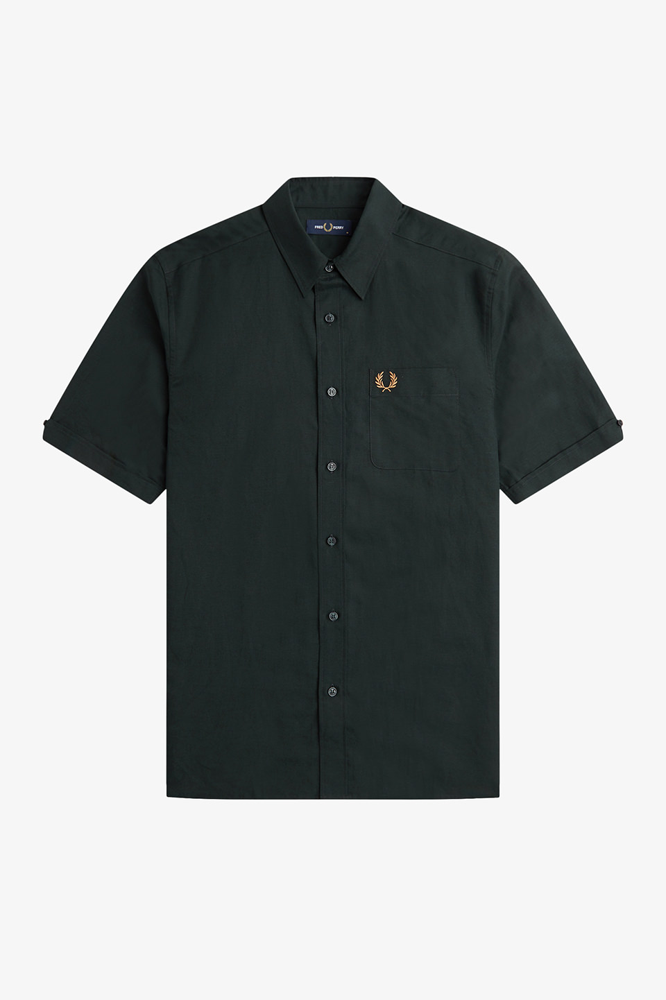 Linen Blend Short Sleeve Shirt(S Q20：NIGHT GREEN): | FRED PERRY